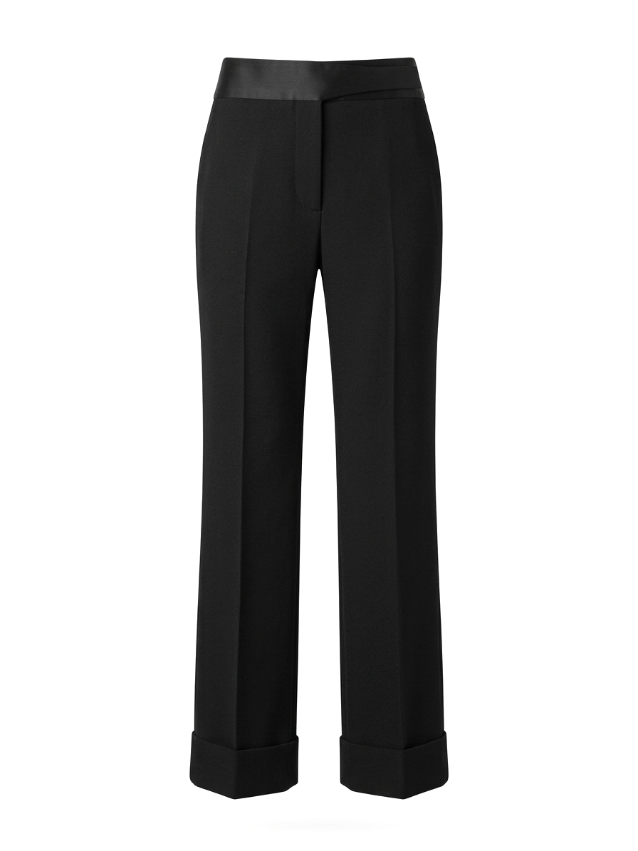 Victoria Beckham Satin-Trimmed Wool Trouser