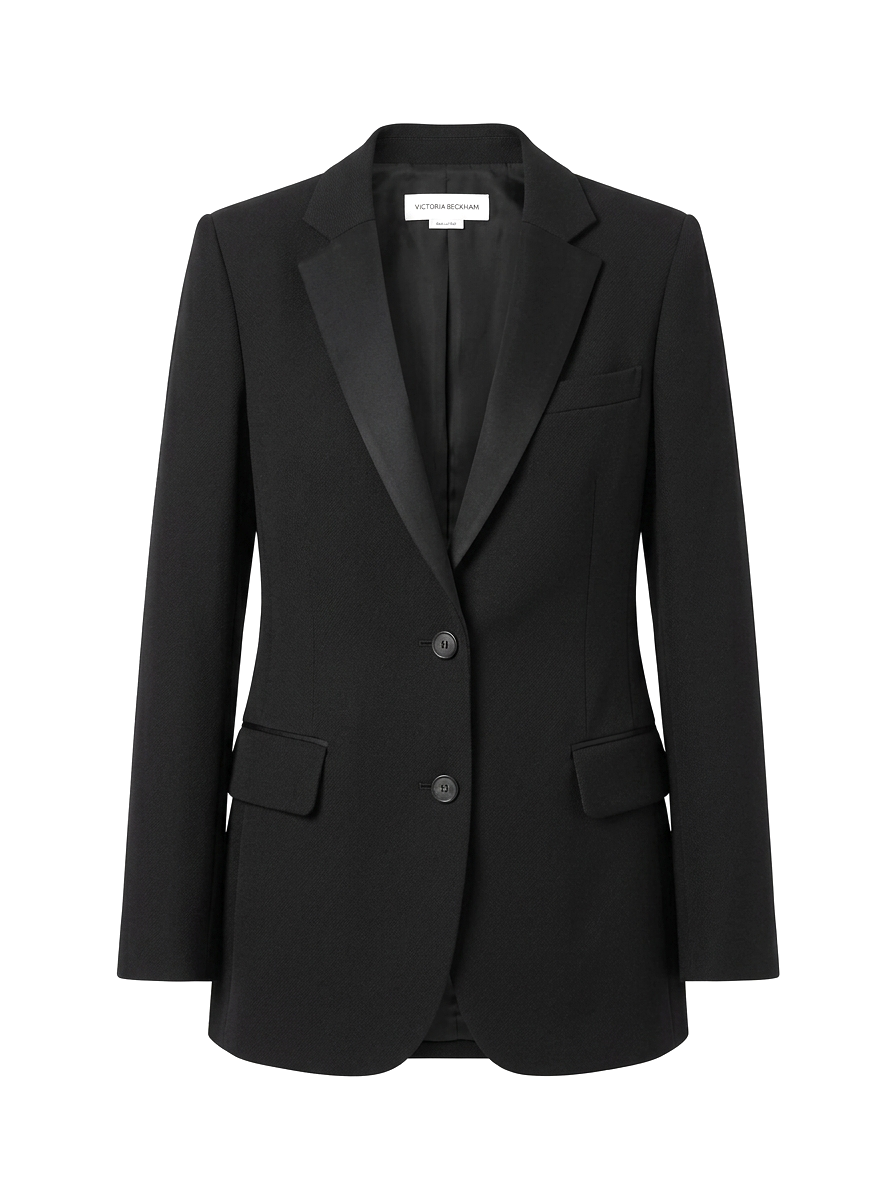 Victoria Beckham Satin-Trimmed Wool Tuxedo Blazer