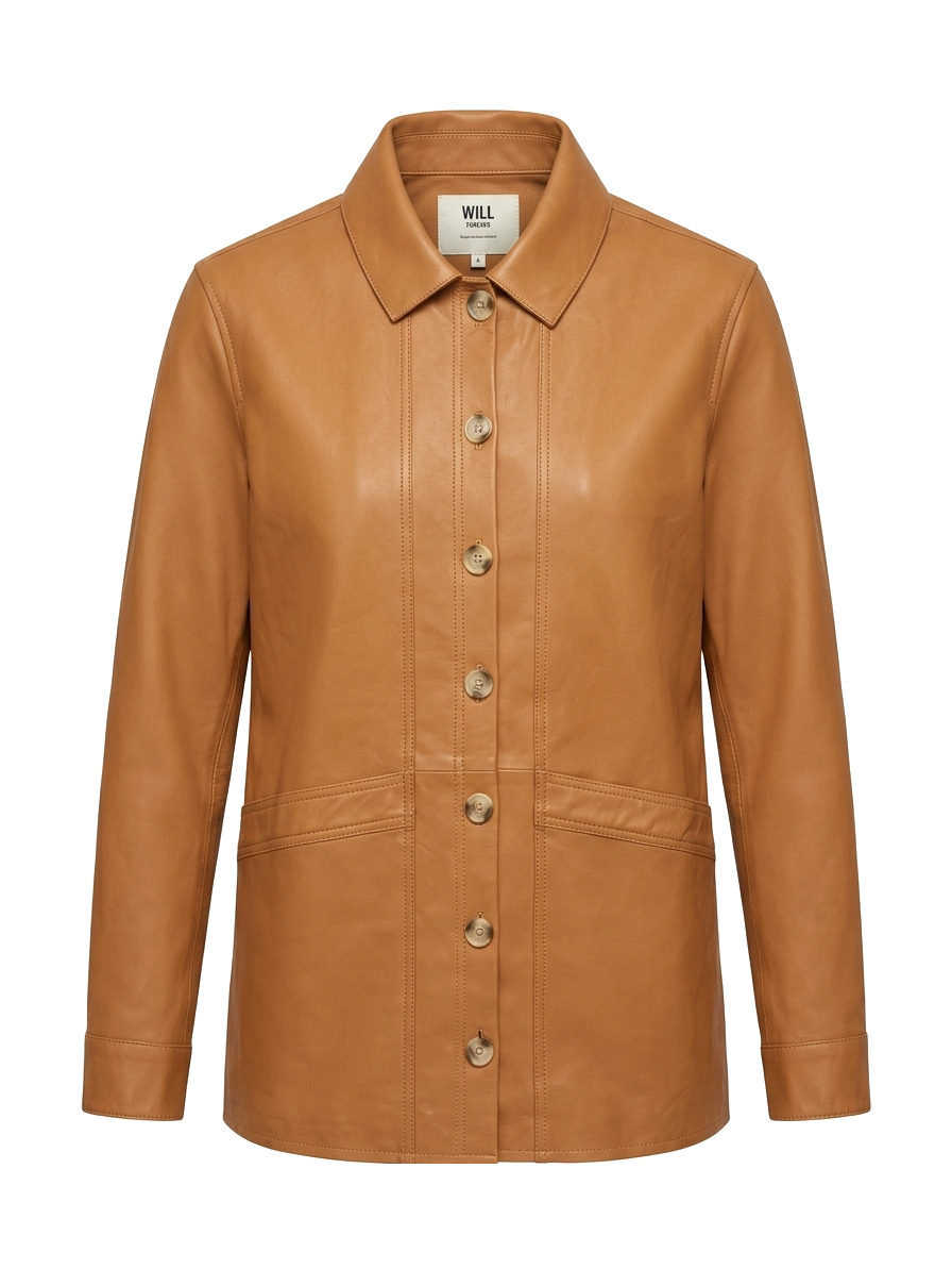 Sezane Will Jacket in Honey Lamb Leather