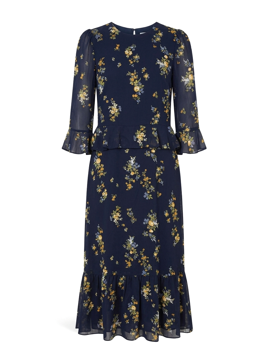 Reformation Delvina Floral Ruffled Midi Dress
