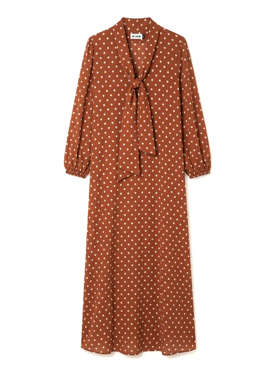 Rixo Raeya Polka-Dot Printed Silk Midi Dress