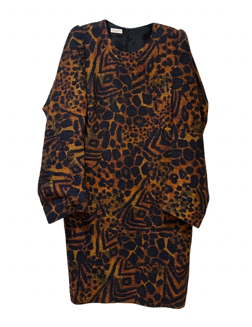 Dries Van Noten Denzo Textured Animal Printed Dress
