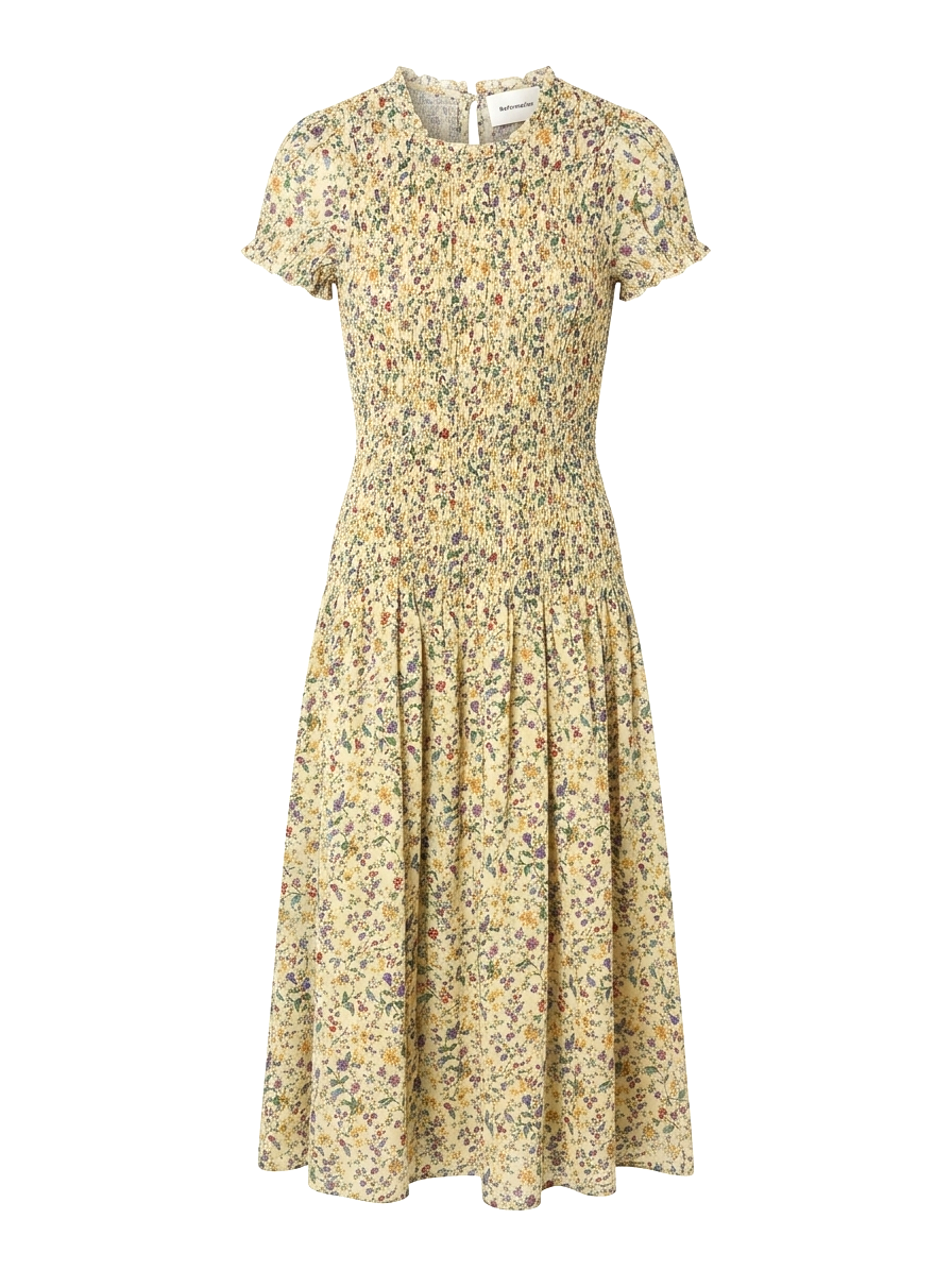 Reformation Kiria Shirred Printed Midi Dress