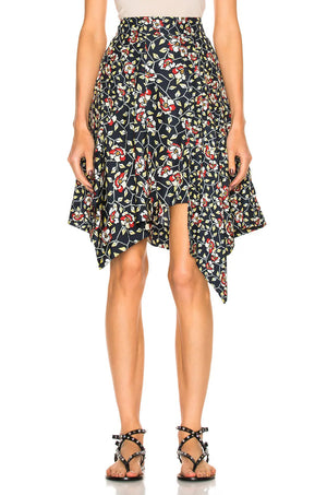 Isabel Marant Rachel Floral Printed Asymmetric Silk Skirt