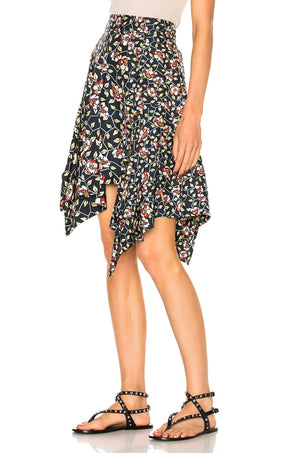 Isabel Marant Rachel Floral Printed Asymmetric Silk Skirt