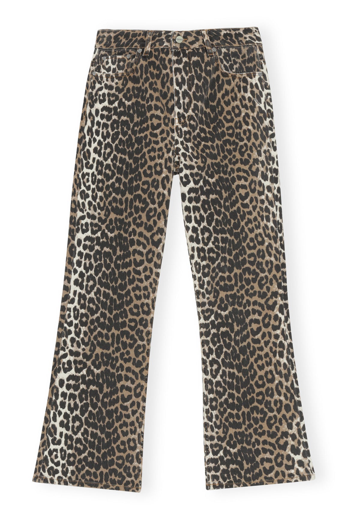 GANNI Betzy Leopard Printed Cropped Jeans - Current Season