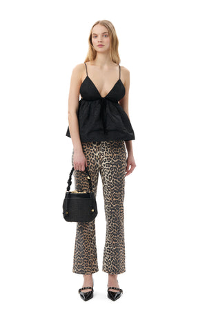 GANNI Betzy Leopard Printed Cropped Jeans - Current Season