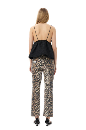 GANNI Betzy Leopard Printed Cropped Jeans - Current Season