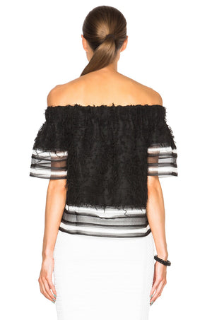 Jonathan Simkhai Fringe-Trimmed Track Off-the-shoulder Top