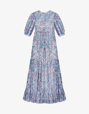 Masscob Juliana Printed Cotton and Silk-Blend Midi Dress