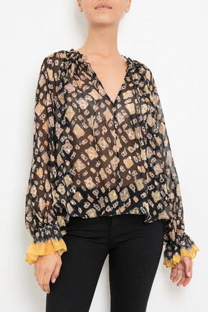 Ulla Johnson Sandrine Printed Silk-Blend Blouse