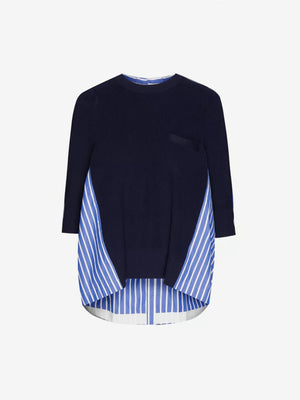 Sacai Shirt-Detail Cotton Knit Sweater