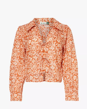 RIXO Nessa Floral Printed Cotton Blouse