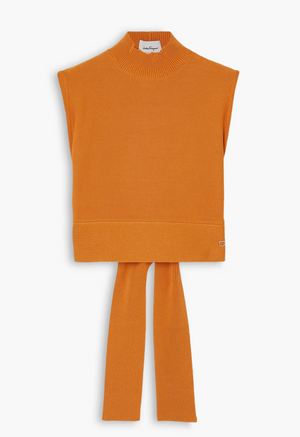 Salvatore Ferragamo Cropped Cutout Silk-Blend Sweater