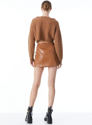 Alice + Olivia 'Kendale' Front Zip Vegan Leather Mini Skirt