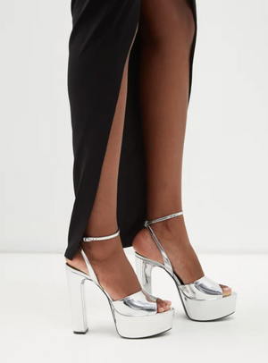 Saint Laurent 'Jodie 95' Reflective Leather Platform Sandals