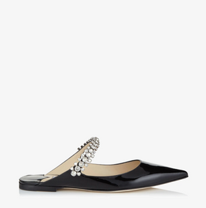 Jimmy Choo Bing Crystal Embellished Patent Leather Mules