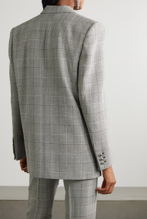 Alessandra Rich Prince of Wales Checked Wool Blazer