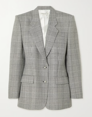 Alessandra Rich Prince of Wales Checked Wool Blazer