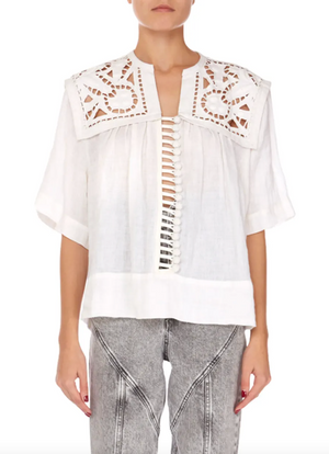 Isabel Marant 'Gane' Embroidered Buttoned Linen Blouse