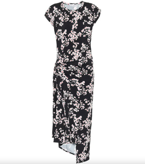 Paco Rabanne Floral Printed Draped Jersey Midi Dress