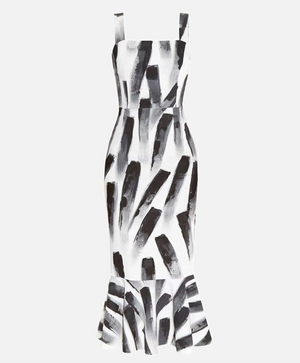 Dolce & Gabbana Brush Stroke Printed Crepe Dress - Runway Collection