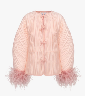 Sleeper 'Hebao' Detachable Feather-Trimmed Collarless Jacket