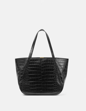 Versace Greca Goddess Croc-Effect Large Leather Tote Bag