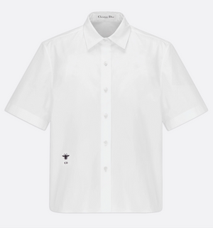 Dior Bee Embroidered Short Sleeve Cotton Poplin Blouse - Current Season