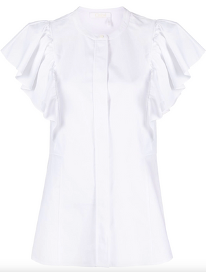 Chloe Ruffle Sleeve Cotton Blouse