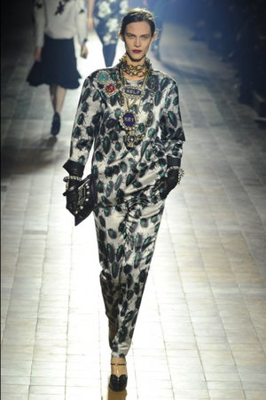 Lanvin Printed Silk-Satin Trousers - Runway Collection