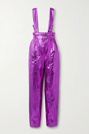 Isabel Marant 'Gilekla' Convertible Metallic Coated-Cotton Trousers