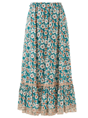 Gucci Lace-Trimmed Floral Printed Midi Skirt