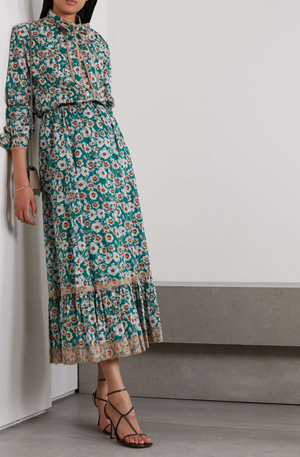 Gucci Lace-Trimmed Floral Printed Midi Skirt