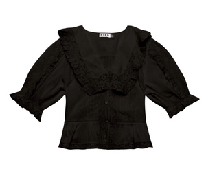 RIXO Ellery Ruffled-Collar Cotton Blouse - Current Season