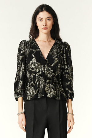 Ba&sh Beverly Metallic Jacquard Wrap Top