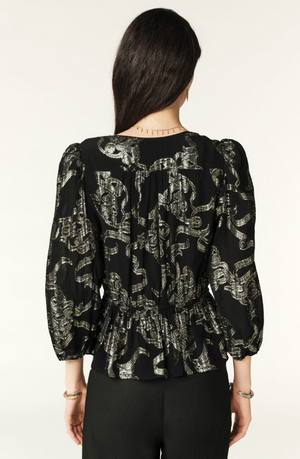 Ba&sh Beverly Metallic Jacquard Wrap Top