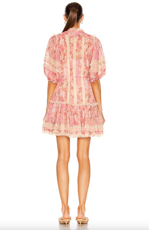 Zimmermann Concert Pintucked Lace-Trimmed Mini Dress