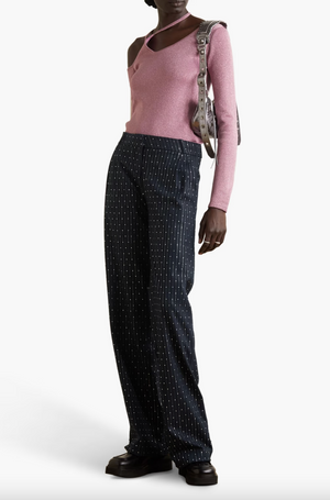 Coperni Crystal-Embellished Pinstriped Wool-Blend Trousers