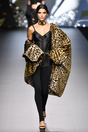 Dolce & Gabbana x Kim Oversized Leopard Printed Faux Fur Coat