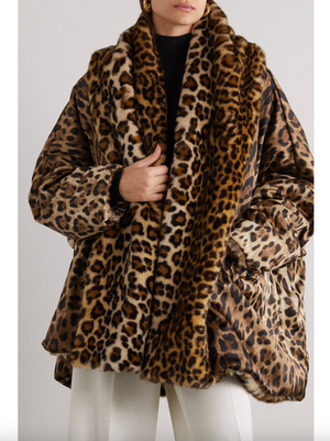 Dolce & Gabbana x Kim Oversized Leopard Printed Faux Fur Coat