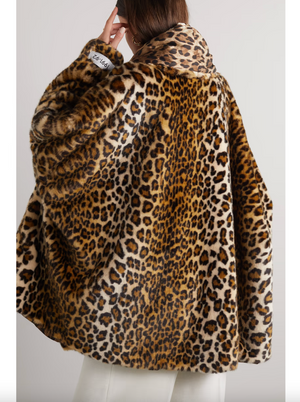 Dolce & Gabbana x Kim Oversized Leopard Printed Faux Fur Coat