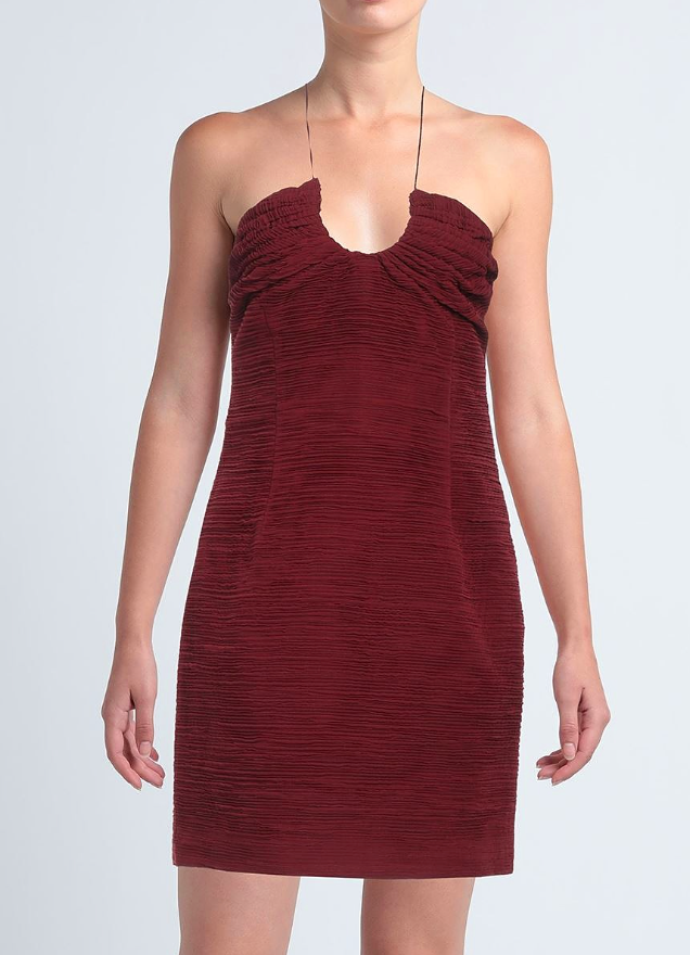 Magda Butrym Ruched Halter Neck Silk Mini Dress - Closet Upgrade Magda Butrym Ruched Halter Neck Silk Mini Dress - Closet Upgrade