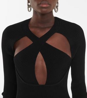 David Koma Cutout Ribbed Knit Mini Dress