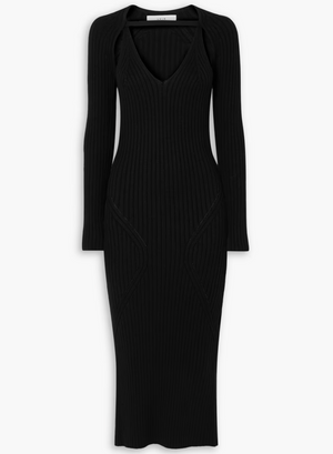 LVIR Ribbed-Knit Midi Dress and Cardigan Set