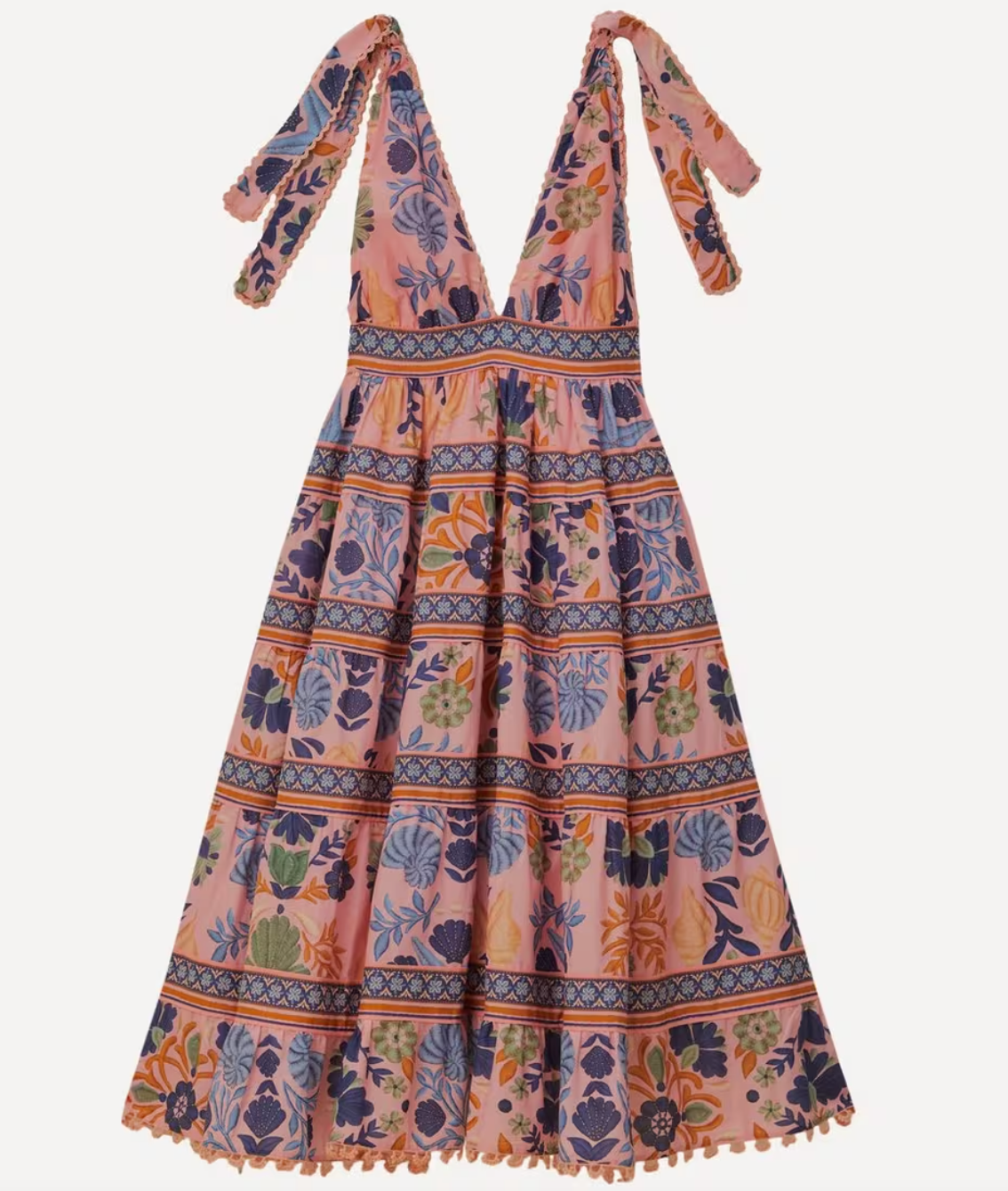 Farm Rio Seashell Tapestry Midi Dress