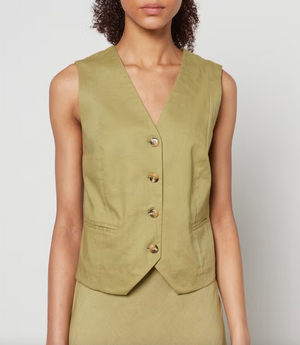 RIXO Norah Linen-Blend Waistcoat
