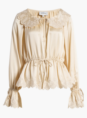 Reformation x Kacey Musgraves Lillie Eyelet Embroidered Silk Top