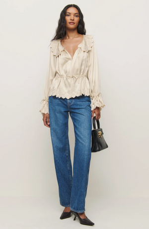 Reformation x Kacey Musgraves Lillie Eyelet Embroidered Silk Top
