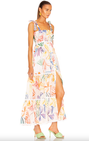 Charo Ruiz Ibiza Abstract Print Tiered Cotton Midi Dress